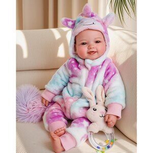 🆕17inch Realistic cloth body Baby Doll Real Life Baby Girl with Accessories